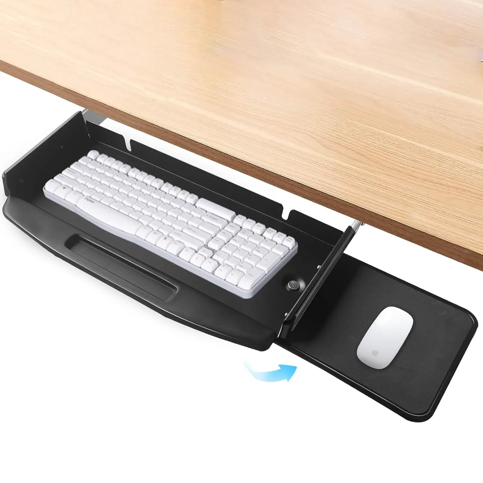 Under Desk Metal Keyboard Tray with Mouse Platform