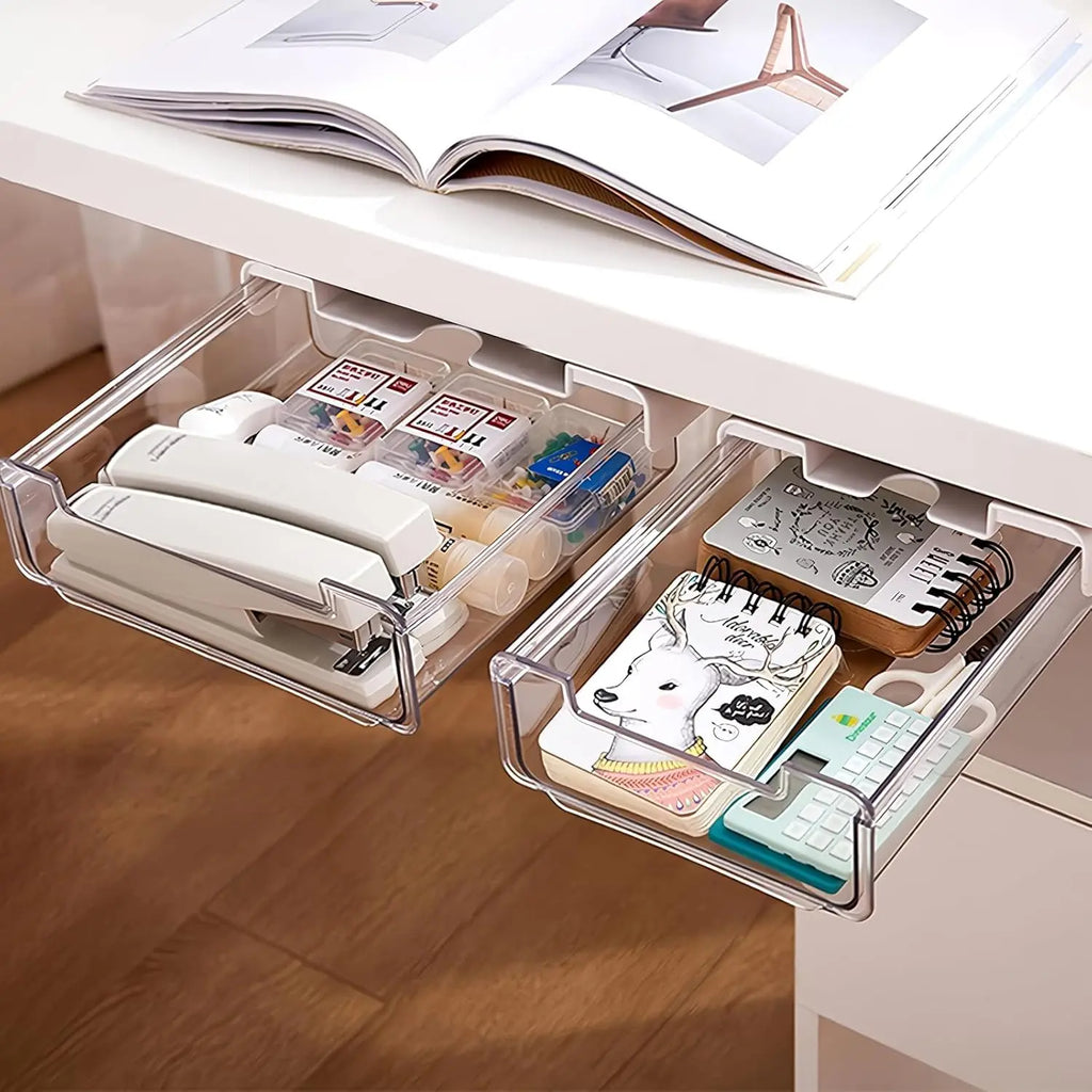 Slide-out Under Desk Storage Drawer-2 Pcs