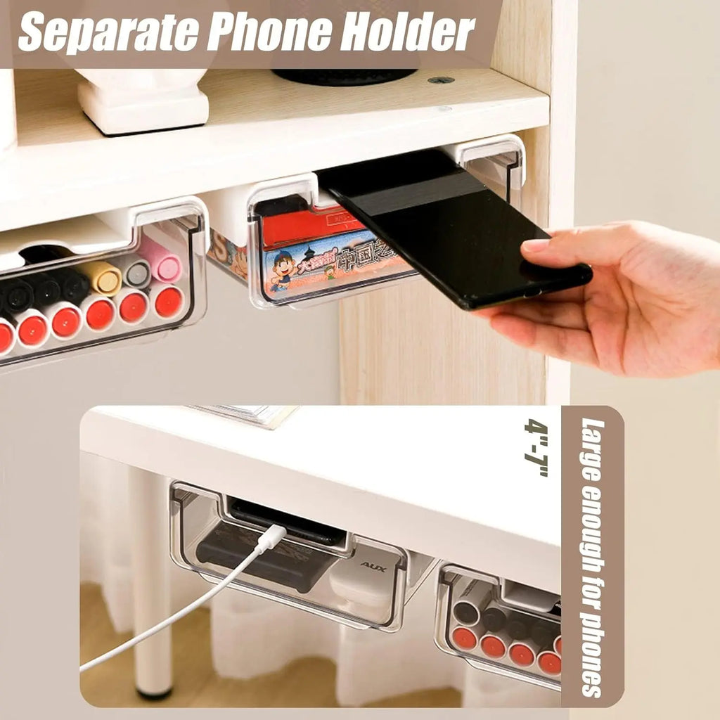Slide-out Under Desk Storage Drawer-2Pcs