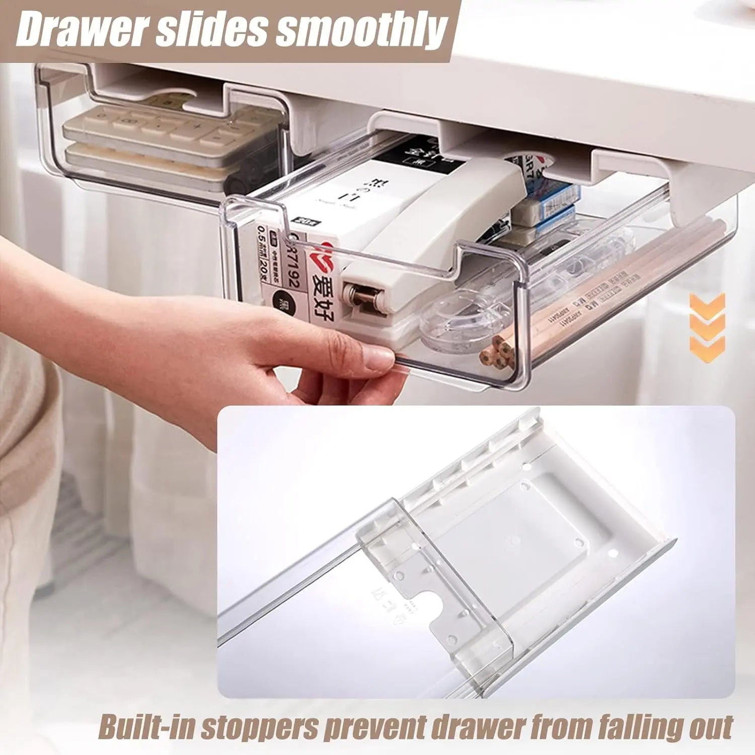 Slide-out Under Desk Storage Drawer-2 Pcs