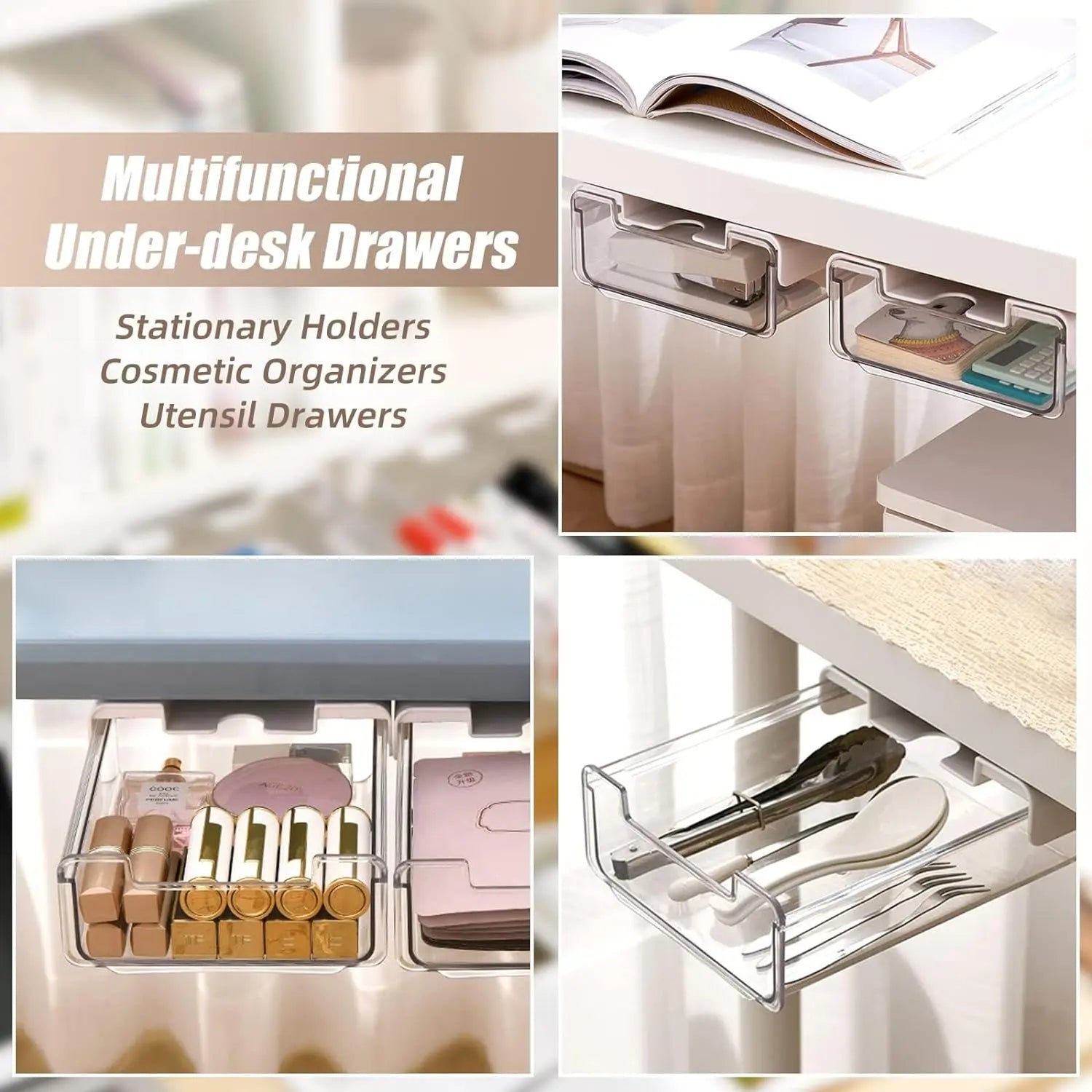 Slide-out Under Desk Storage Drawer-2 Pcs