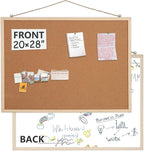 2 Pack 20" x 28" Cork Boards for Walls with Wooden Frame, Whiteboard and Cork Board Combo Double Sides Office Board for Wall Organizer for Home & Office