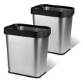 2 Pack Stainless Steel Open Top Trash Can 2 Gallon for Kitchen, Bathroom, Living Room, Office