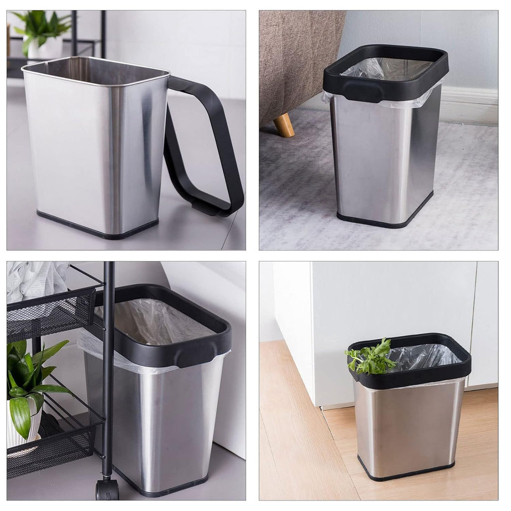2 Pack Stainless Steel Open Top Trash Can 2 Gallon for Kitchen, Bathroom, Living Room, Office