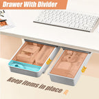 2 Pack Under Desk Drawer Slide Out, Self-Adhesive Drawer Under Desk Storage Drawers Under Shelf Drawer Pull Out, Under Cabinet Drawers Slide Out