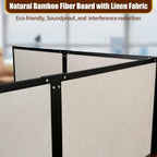 2 Person Cubicle Computer Desk with Privacy Panels - 95”L x 47”W x 47”H Wood and Metal Office Cubicle Workstation with Bamboo Fiber Panels, L-Shape Cubicle Table for Office