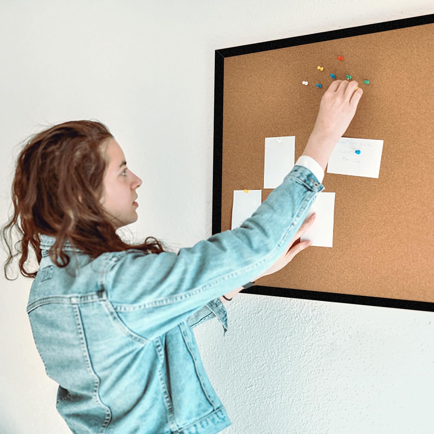 20” x 28” Cork Boards for Walls with Black Wooden Frame 1pack, Double Sided Office Board for Wall Organizer, Bulletins Board Decorative Hanging Pin Board for School, Home & Office, Notice Board