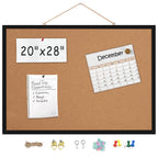 20” x 28” Cork Boards for Walls with Black Wooden Frame 1pack, Double Sided Office Board for Wall Organizer, Bulletins Board Decorative Hanging Pin Board for School, Home & Office, Notice Board