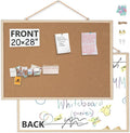 20" x 28" Cork Boards for Walls with Wooden Frame 1 Pack, Whiteboard and Cork Board Combo Double Sides Office Board for Wall Organizer