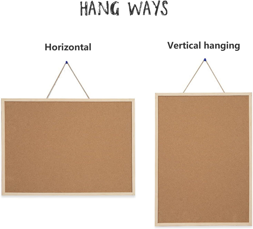 20" x 28" Cork Boards for Walls with Wooden Frame 1 Pack, Whiteboard and Cork Board Combo Double Sides Office Board for Wall Organizer