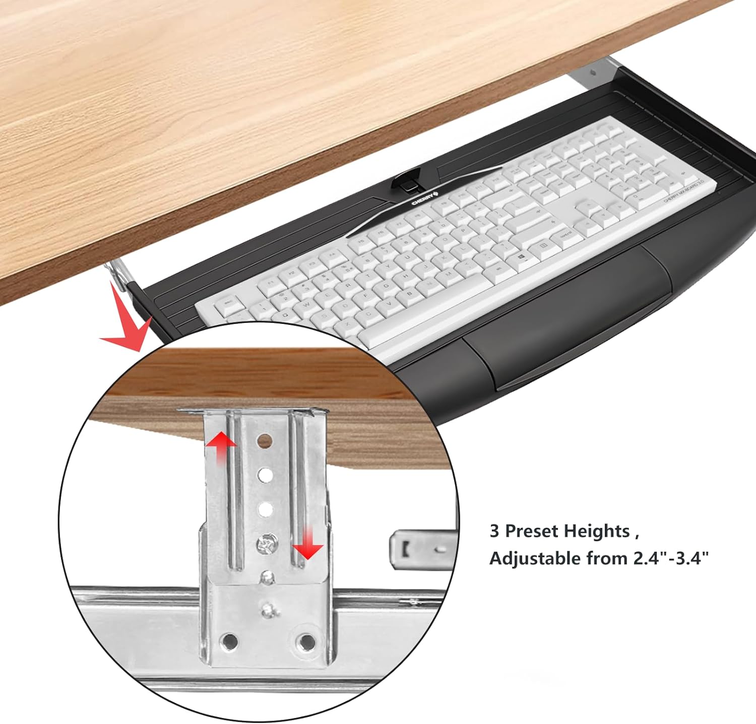 22"Wx11"D Under Desk Keyboard Tray Slide Out, Pull Out Keyboard Tray for Desk, Keyboard Holder Under Desk,Sturdy Keyboard Shelf Under Desk, Black Keyboard Drawer Desk Extender