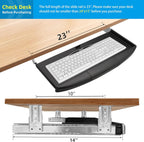22"Wx11"D Under Desk Keyboard Tray Slide Out, Pull Out Keyboard Tray for Desk, Keyboard Holder Under Desk,Sturdy Keyboard Shelf Under Desk, Black Keyboard Drawer Desk Extender