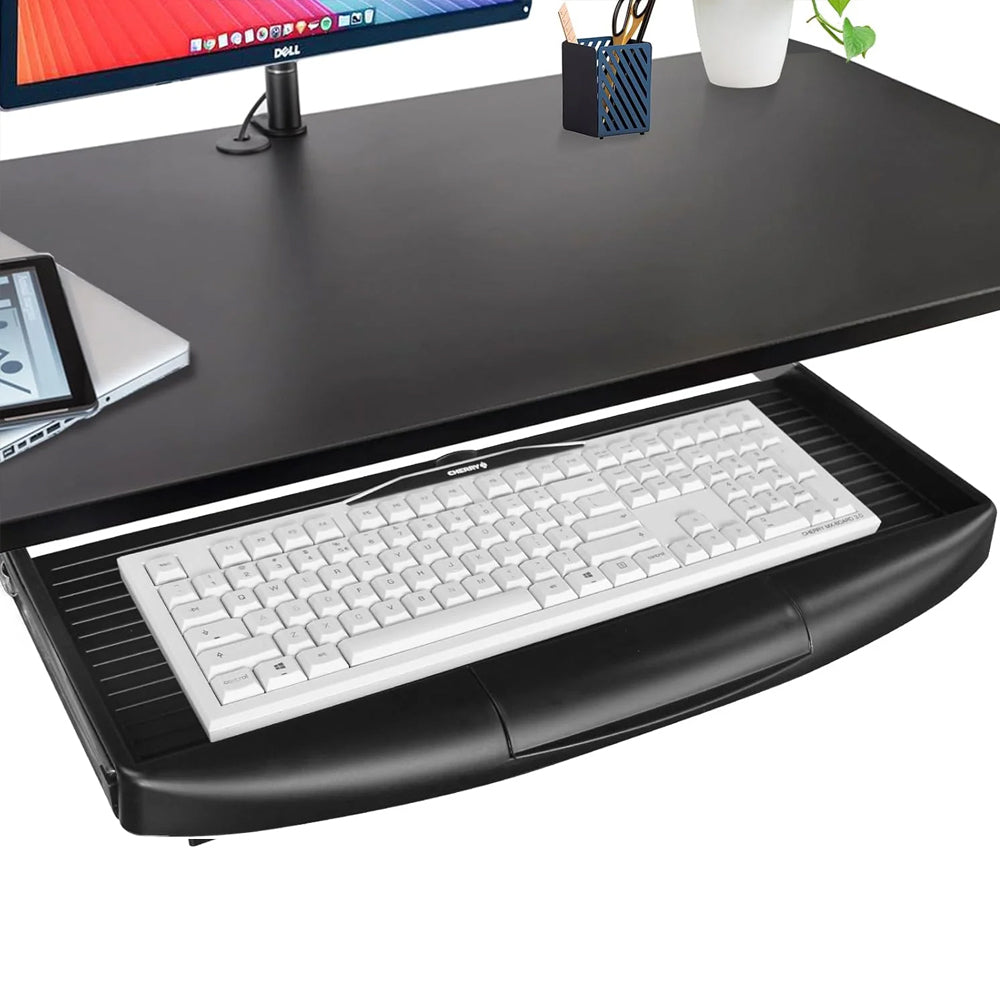 22"Wx11"D Under Desk Keyboard Tray Slide Out, Pull Out Keyboard Tray for Desk, Keyboard Holder Under Desk,Sturdy Keyboard Shelf Under Desk, Black Keyboard Drawer Desk Extender