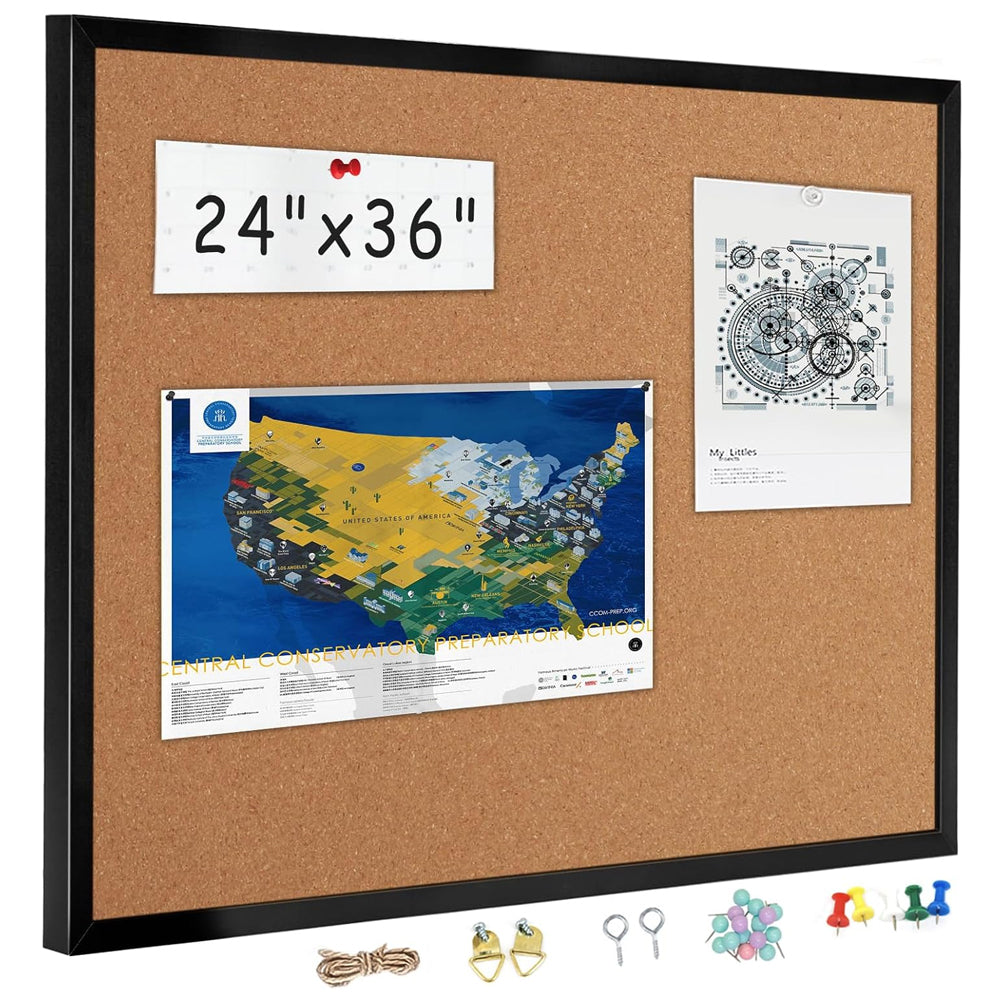 Cork Boards for Walls with Black Wooden Frame