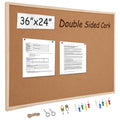 24” x 36” Cork Boards for Walls with Wooden Frame 1pack, Double Sided Office Board for Wall Organizer, Bulletins Board Decorative Hanging Pin Board for School, Home & Office, Notice Board Memo Board