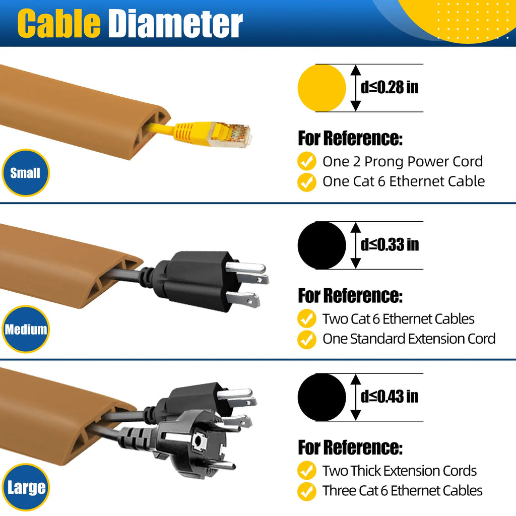 6.5FT Brown Floor Cable Cover