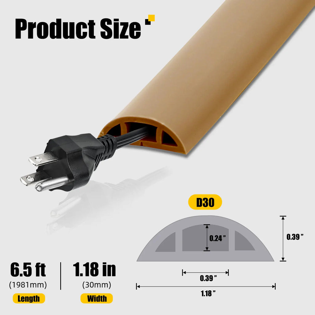 6.5FT Brown Floor Cable Cover