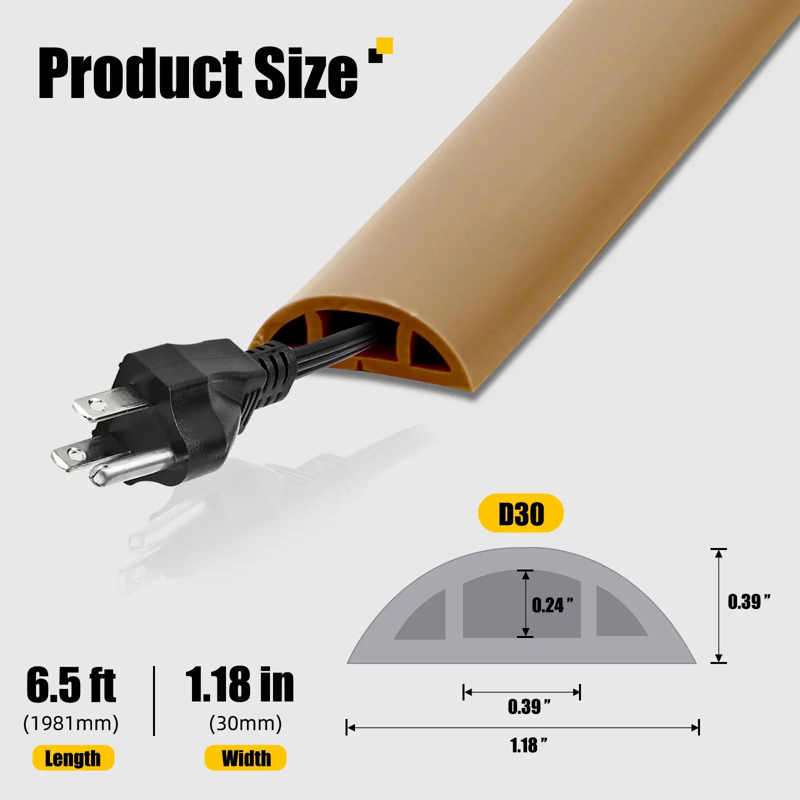 6.5FT Brown Floor Cable Cover