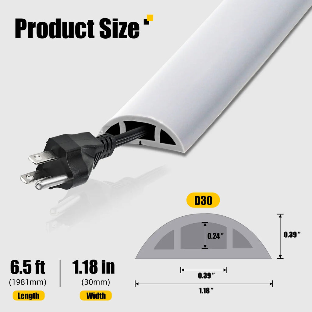 6.5FT White Floor Cable Cover