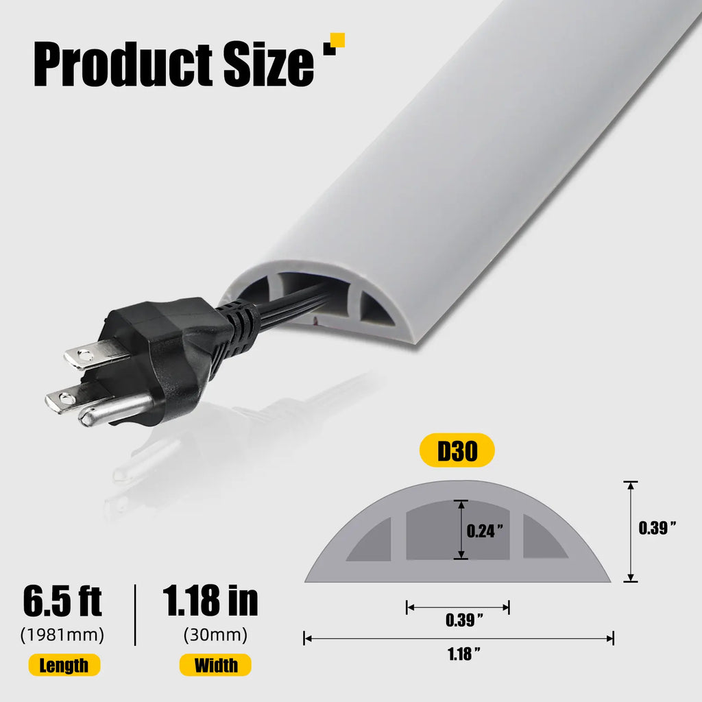6.5FT Gray Floor Cable Cover