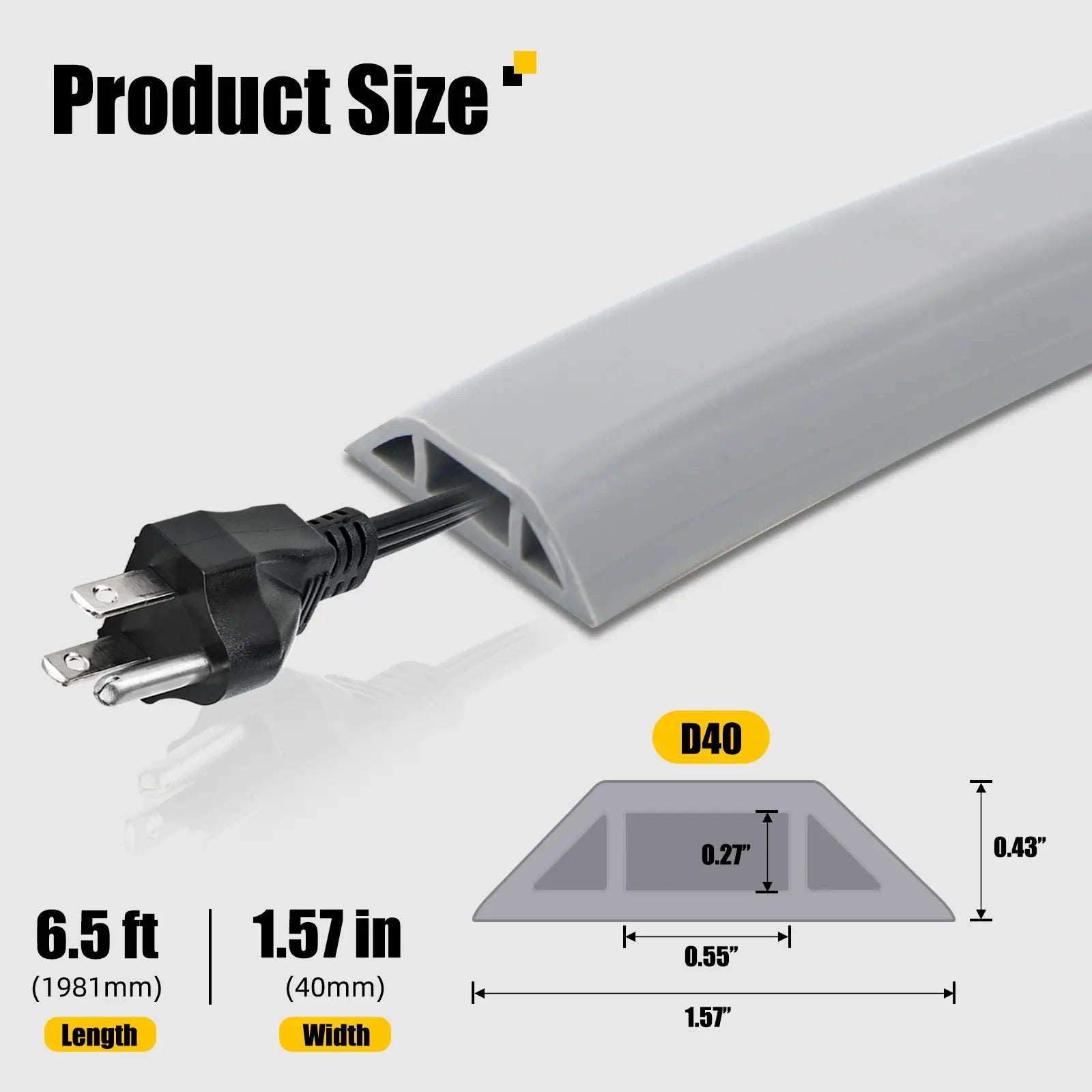 6.5FT Gray Floor Cable Cover
