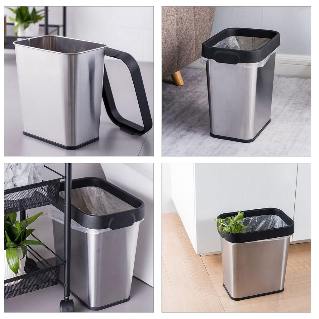 3 Pack Stainless Steel Trash Can 2 Gallon, Open Top Trash Can, 7" x 10" x 11", Rectangle Trash Can Kitchen - Slim and Narrow, Small Trash Can No Lid for Kitchen, Bathroom, Living Room, Office