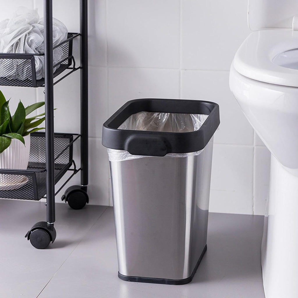 3 Pack Stainless Steel Trash Can 3 Gallon, Open Top Trash Can, 8" x 11" x 13", Rectangle Trash Can Kitchen - Slim and Narrow, Small Trash Can No Lid for Kitchen, Bathroom, Living Room, Office