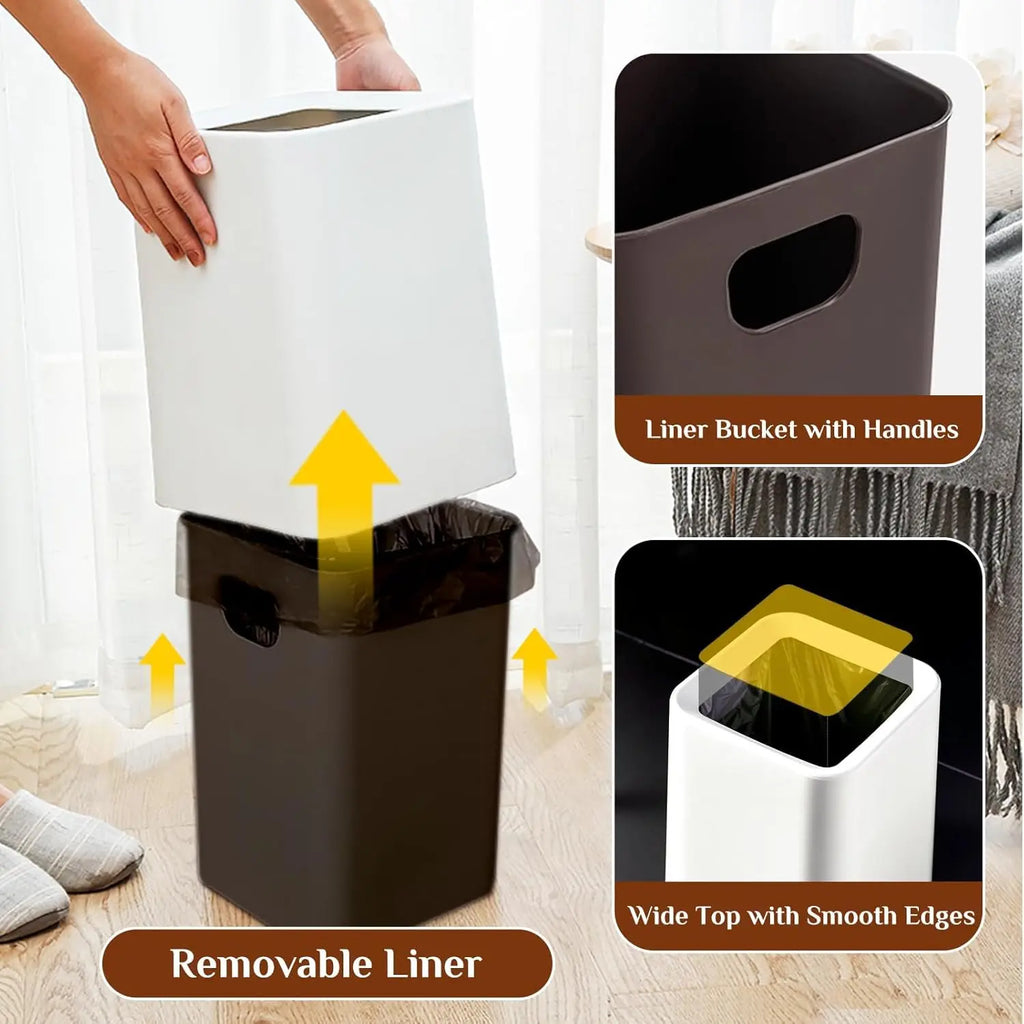 3Gal Modern Open Top Trash Can with Inner Bucket-2 Pcs.