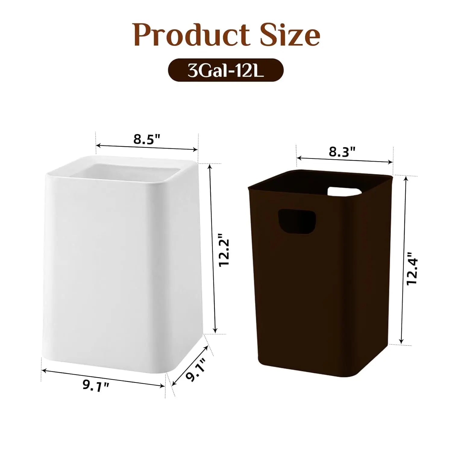 3Gal Modern Open Top Trash Can with Inner Bucket-2 Pcs.