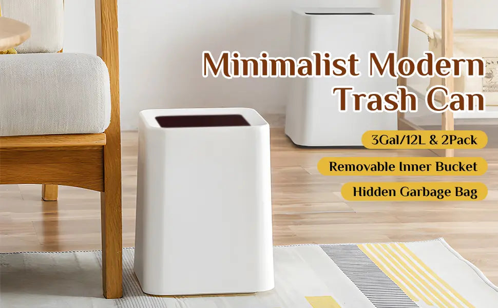 3Gal Modern Open Top Trash Can with Inner Bucket-2 Pcs.