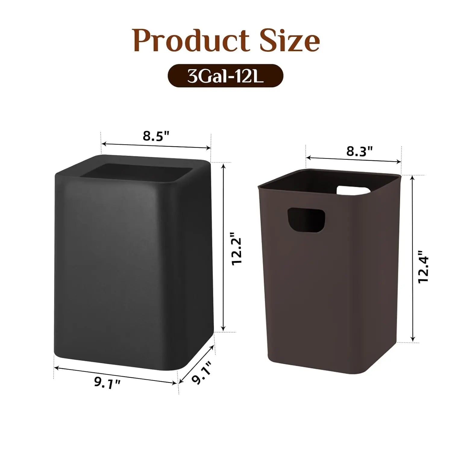 3Gal Modern Open Top Trash Can with Inner Bucket-2 Pcs.
