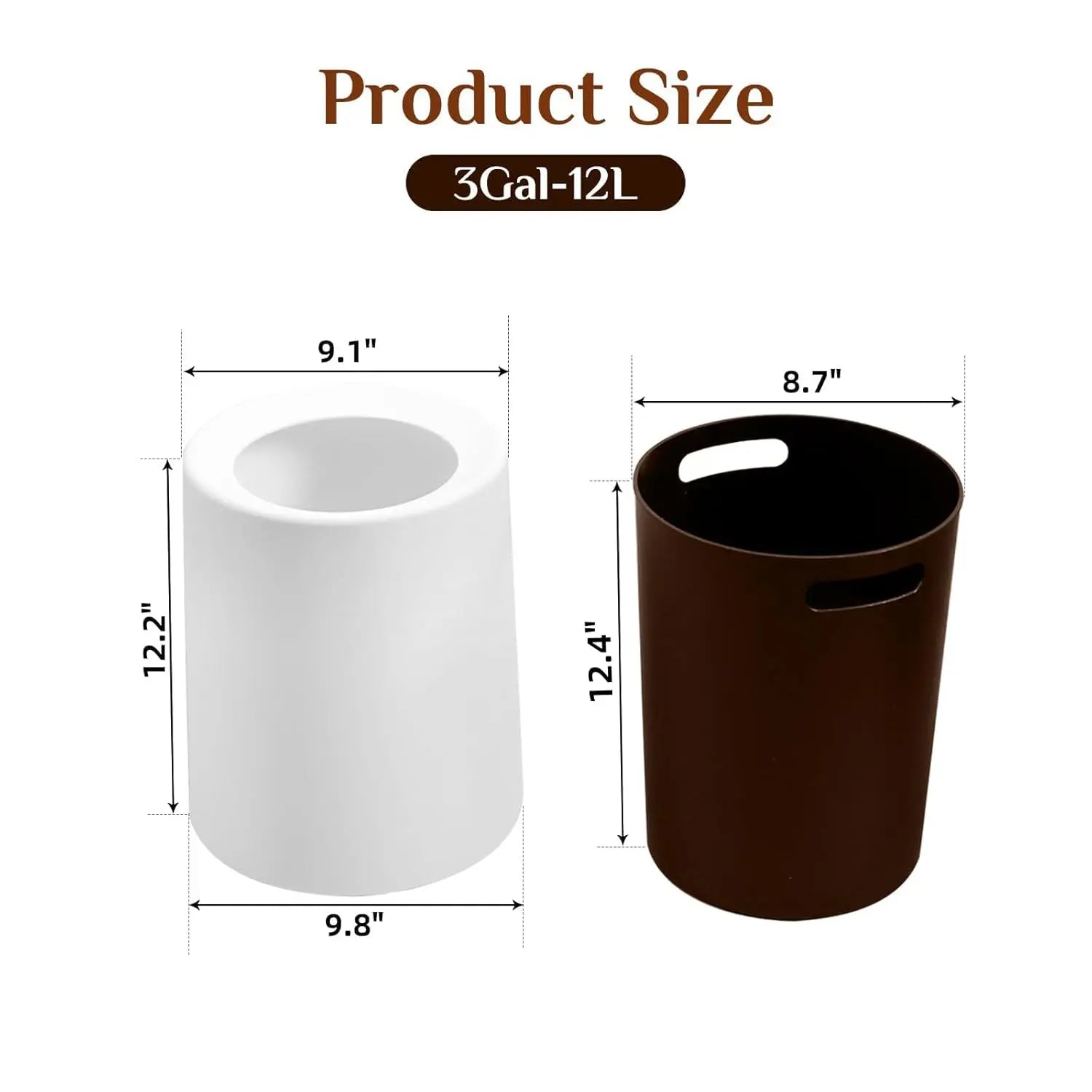 3Gal Modern Open Top Trash Can with Inner Bucket-2 Pcs.