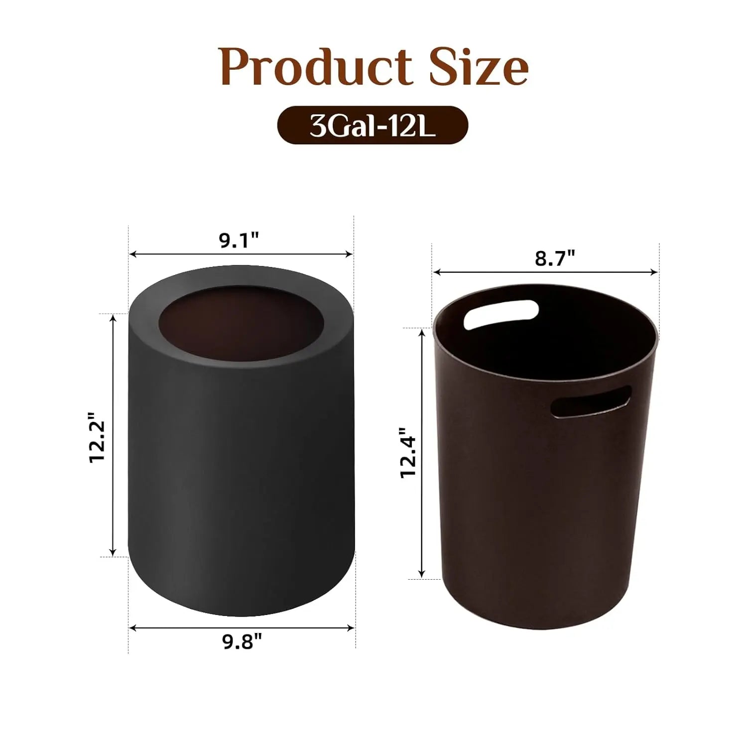 3Gal Modern Open Top Trash Can with Inner Bucket-2 Pcs.