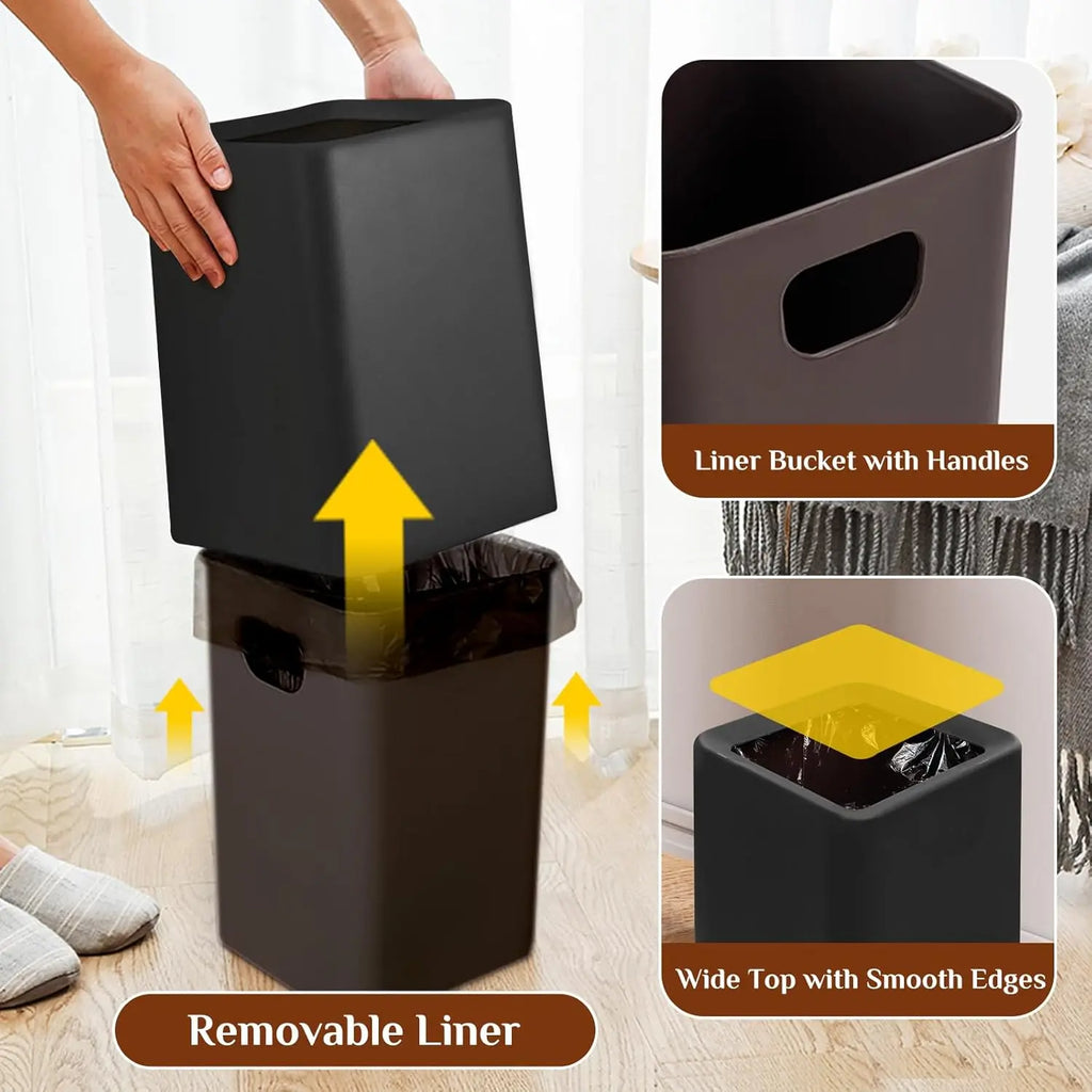 3Gal Modern Open Top Trash Can with Inner Bucket-2 Pcs.