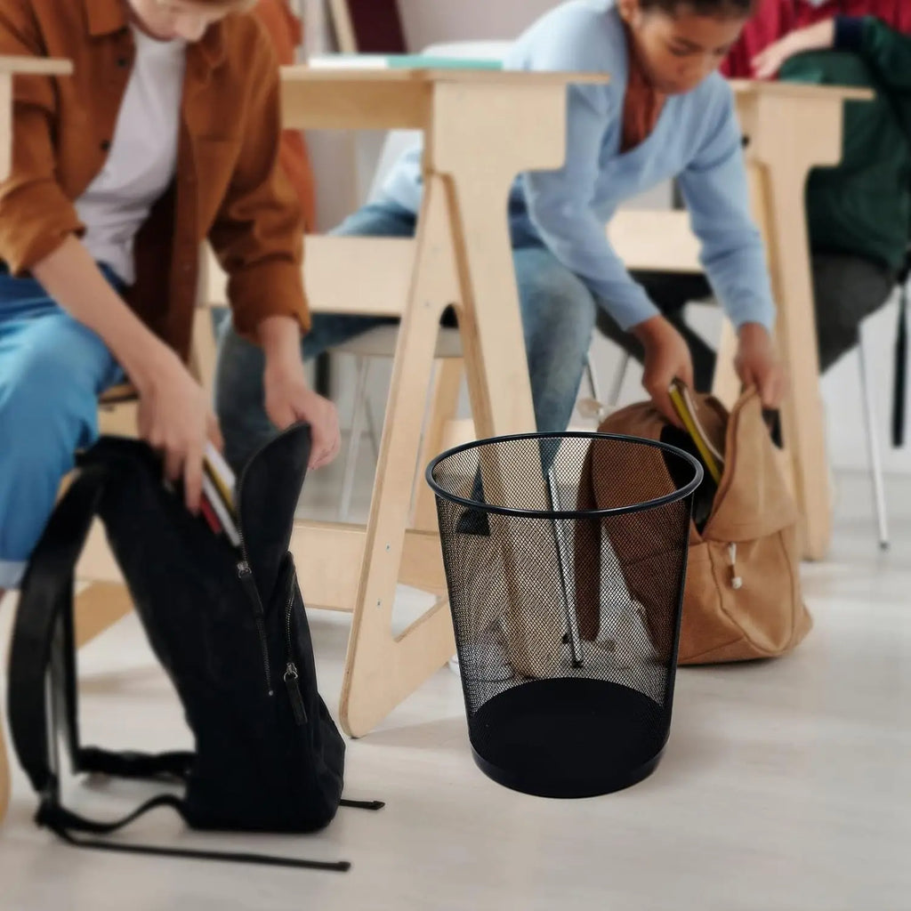 4-Gallon Black Round Metal Wire Trash Can-10 Pcs.