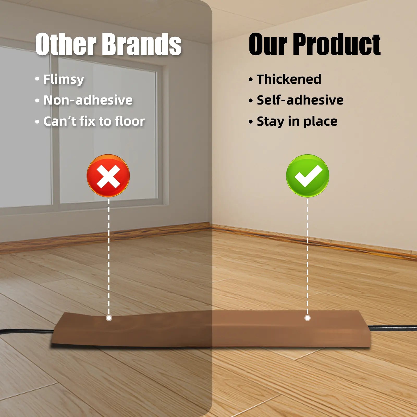 6.5FT Brown Floor Cable Cover