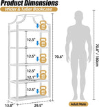 5-Tier Gold Bookcase, Bookshelf for Bedroom, Organizer Rack for Living Room, Gold Freestanding Display Shelf