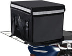 Large Insulated Food Delivery Bag with Fixed Base and Internal Frame, L-17.7"x11.4"x13", Commercial Insulated Food Delivery Bag w/ Divider, Waterproof & Foldable Catering Bag Food Deliveries, Black