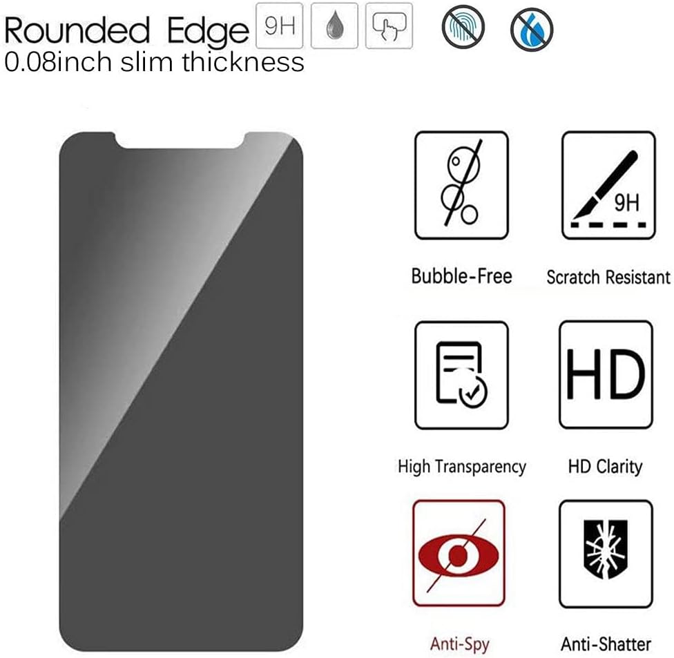 [2 Pack] iPhone 11 Screen Protector, Privacy Screen iPhone 11, iPhone XR Screen Protector, iPhone XR Privacy Screen Protector, Anti Spy, Tempered Glass, Case Friendly, Easy Installation, Clear Black