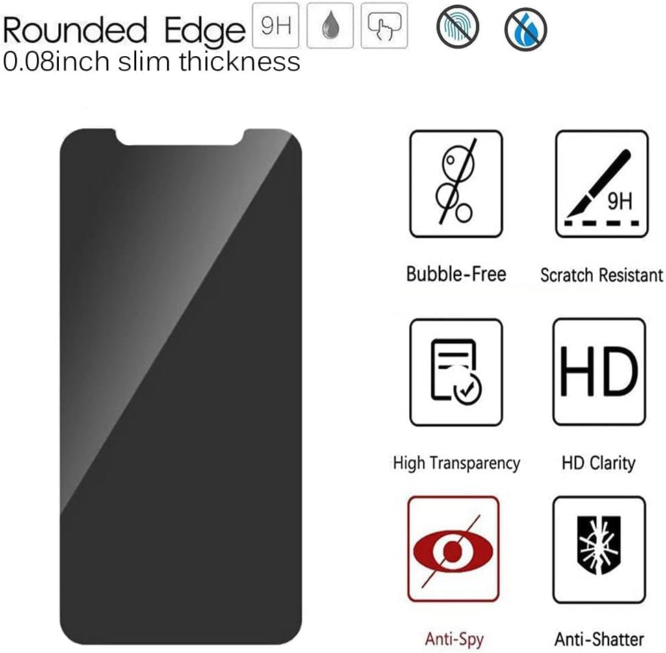 TooCust [2 Pack] Private Screen Protector iPhone 13/14, iPhone 13 Screen Protector Privacy Glass, iPhone 14 Screen Protector Privacy, Anti Spy, Tempered Glass, Case Friendly, Easy Installation Film
