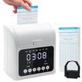 Time Clock with Passcode, Auto-Align Time Clocks for Small Business, Time Clock Punch Machine with 50-Piece Time Cards, and One Ink Ribbon Cartridge
