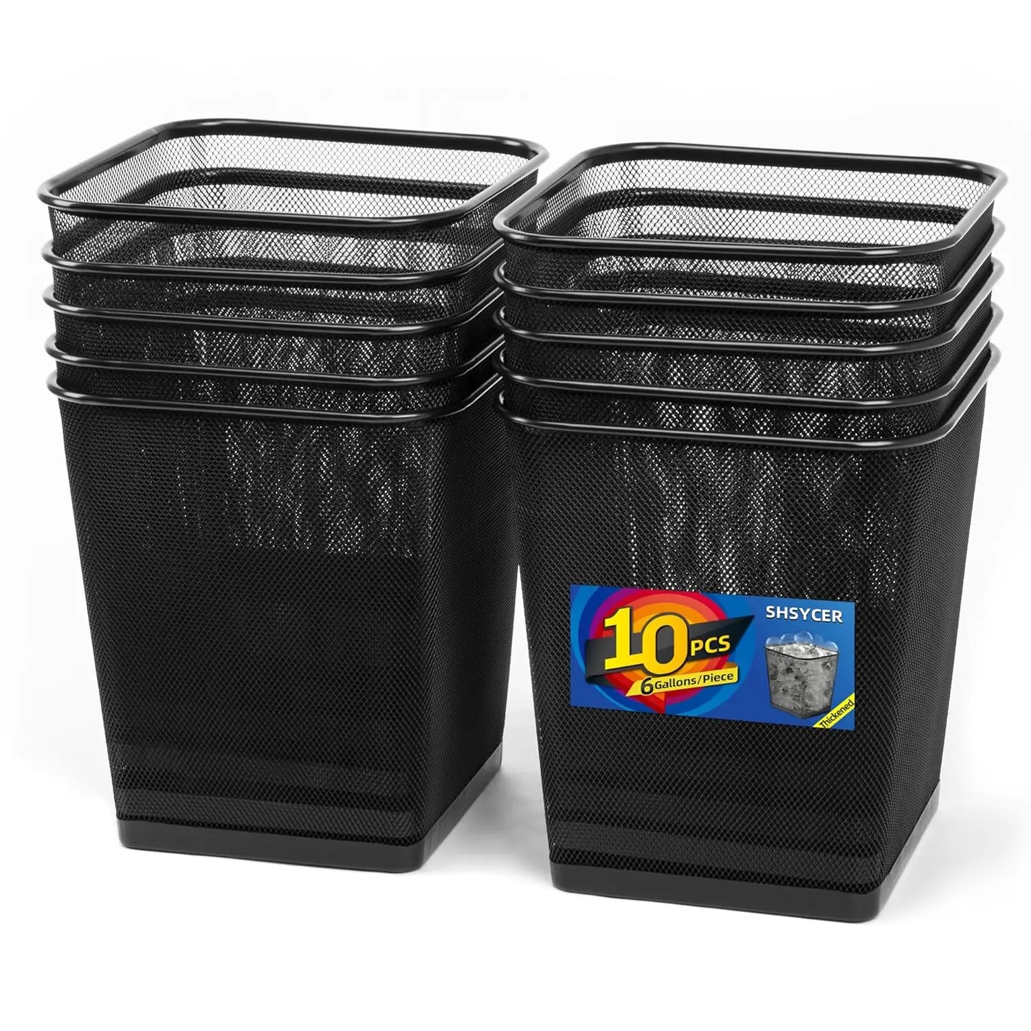 6-Gallon Square Metal Wire Trash Can-10 Pcs.
