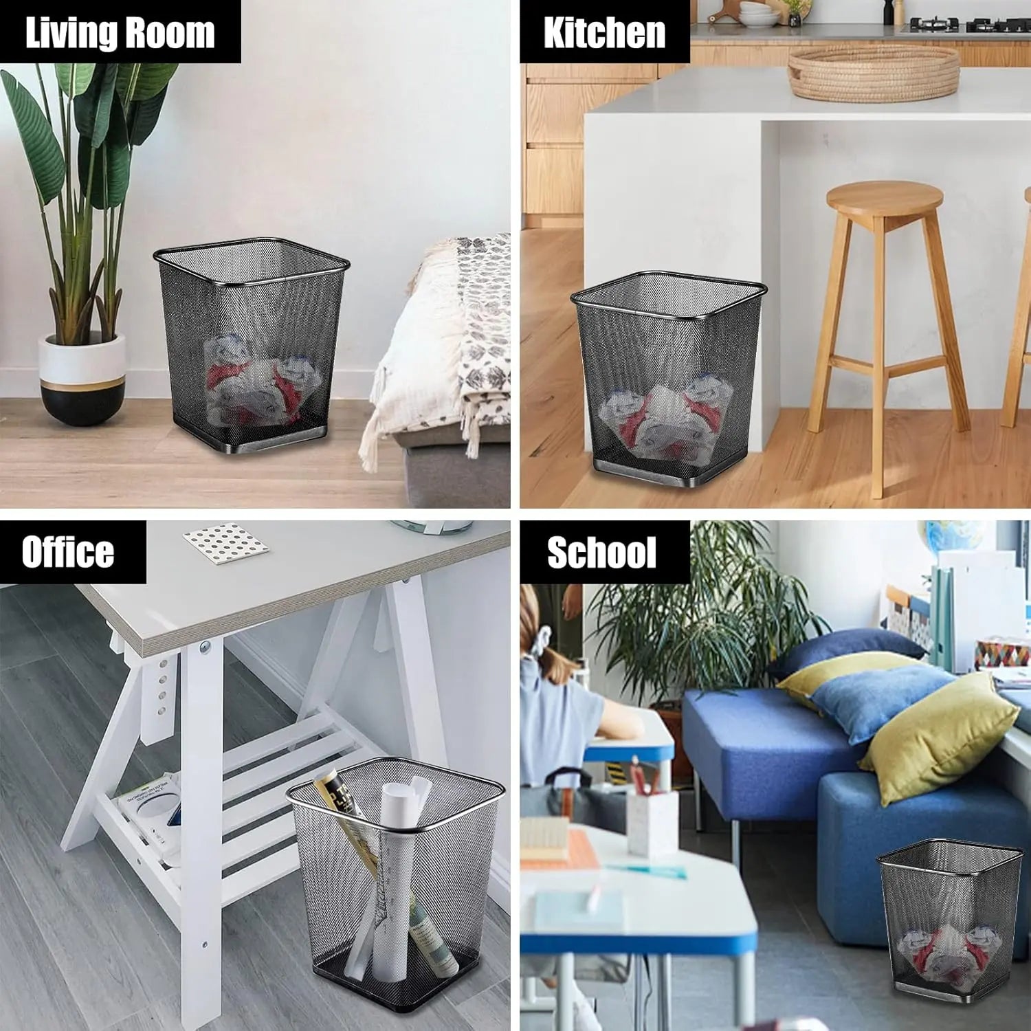 6-Gallon Square Metal Wire Trash Can-10 Pcs.