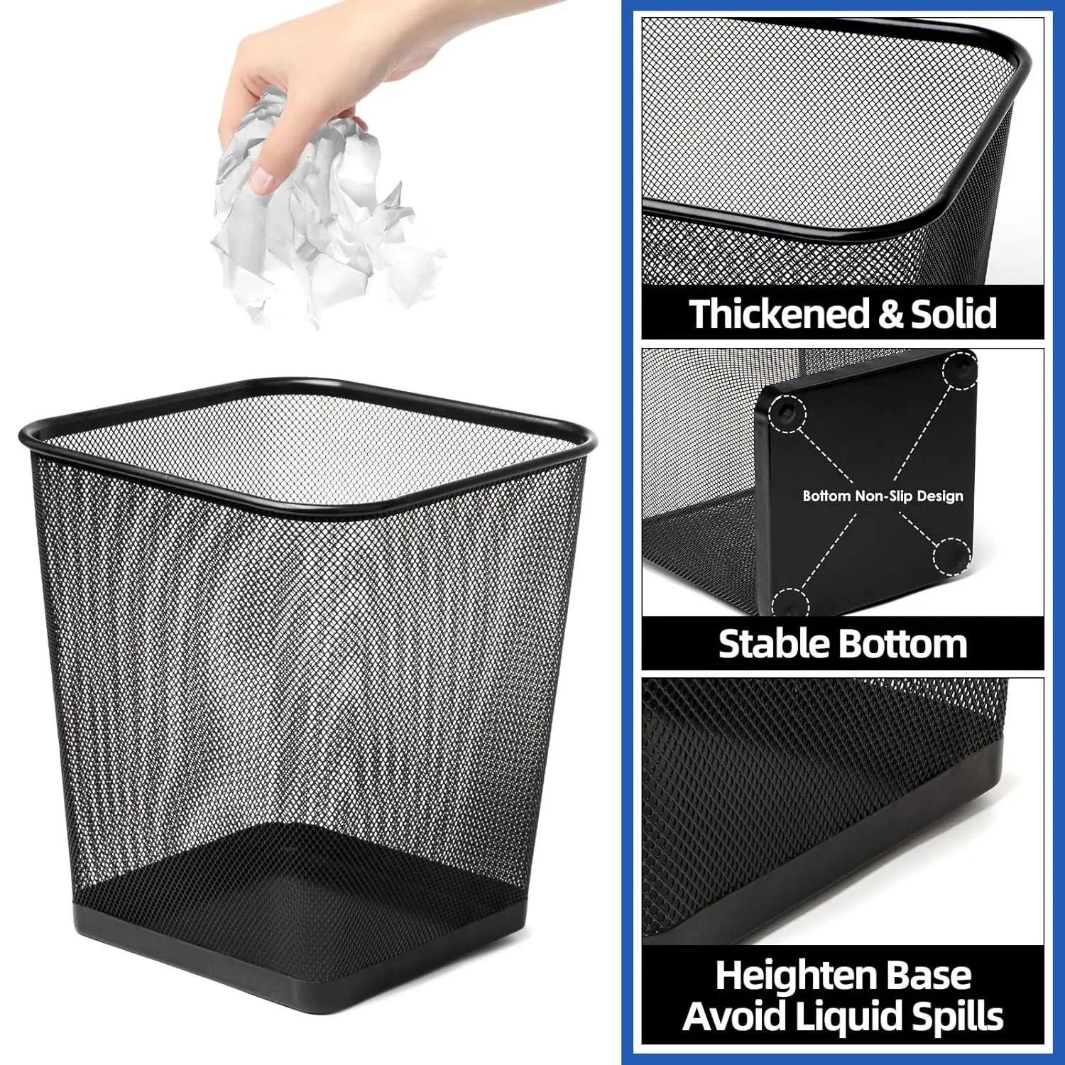 6-Gallon Square Metal Wire Trash Can-10 Pcs.