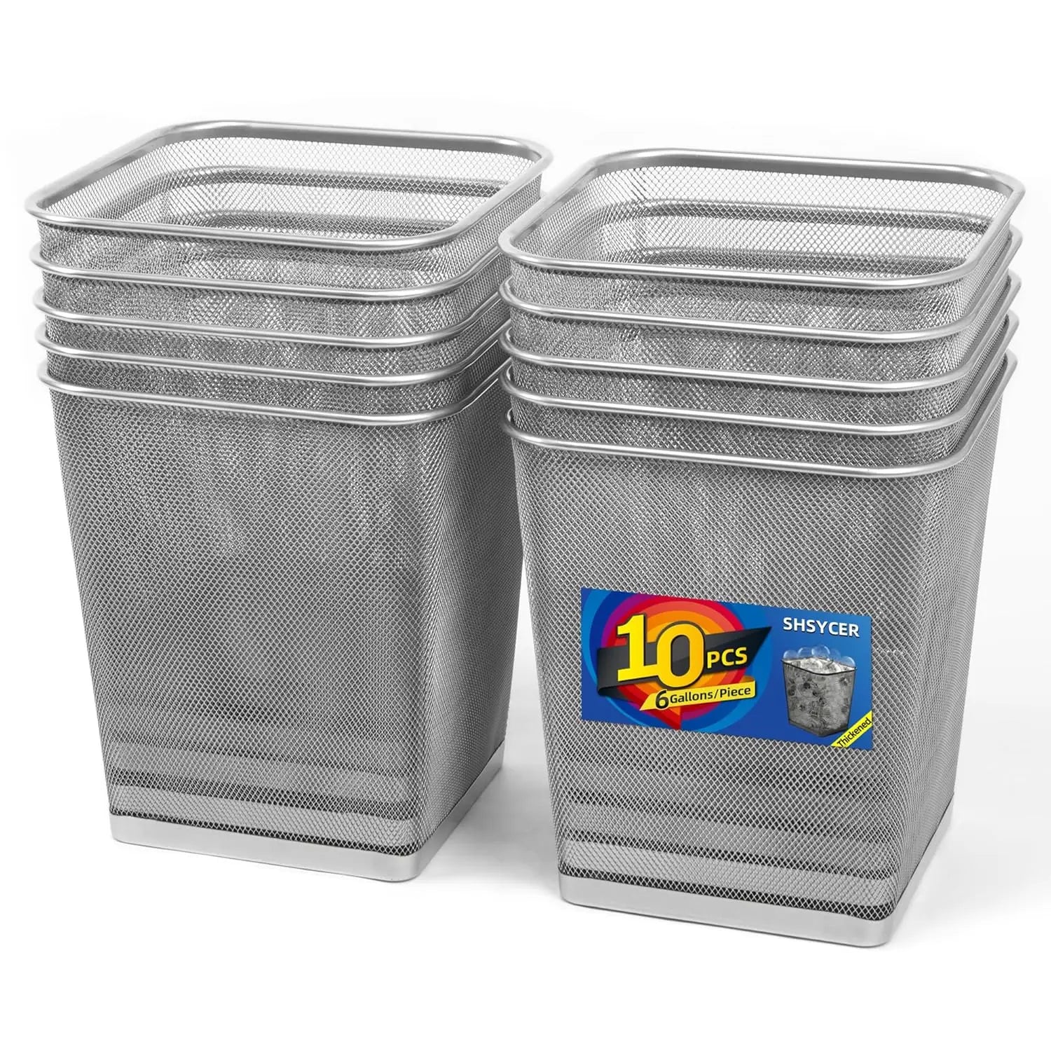 6-Gallon Square Metal Wire Trash Can-10 Pcs.