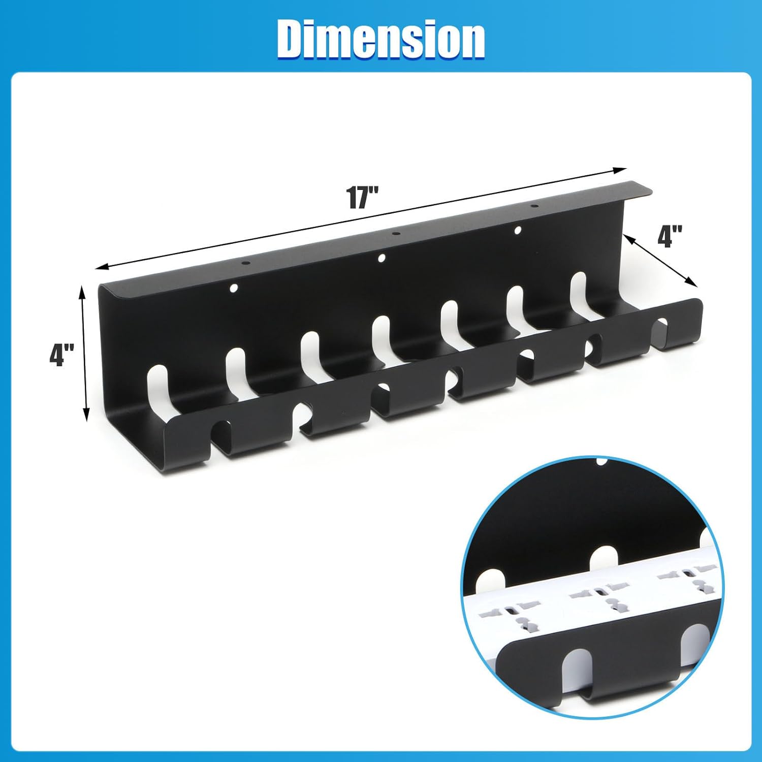 2 Pack Steel No Drill/Drill Cable Tray, 17" Cord Management Under Desk, Desk Cord Raceway for Home Office, Under Desk Wire Management, Wire Organizers for Cords, Computer Cable Organizer