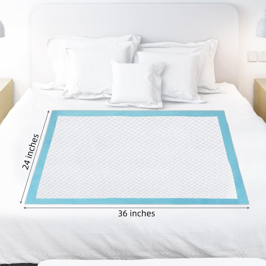 Bed Pads Disposable-Pads for Incontinence Adults,Underpads Disposable Heavy Duty,Disposable Diaper Changing Pads ,Pee Pads Extra Large,Pads for Beds 24"x36"Premium Thicker Pack of 50
