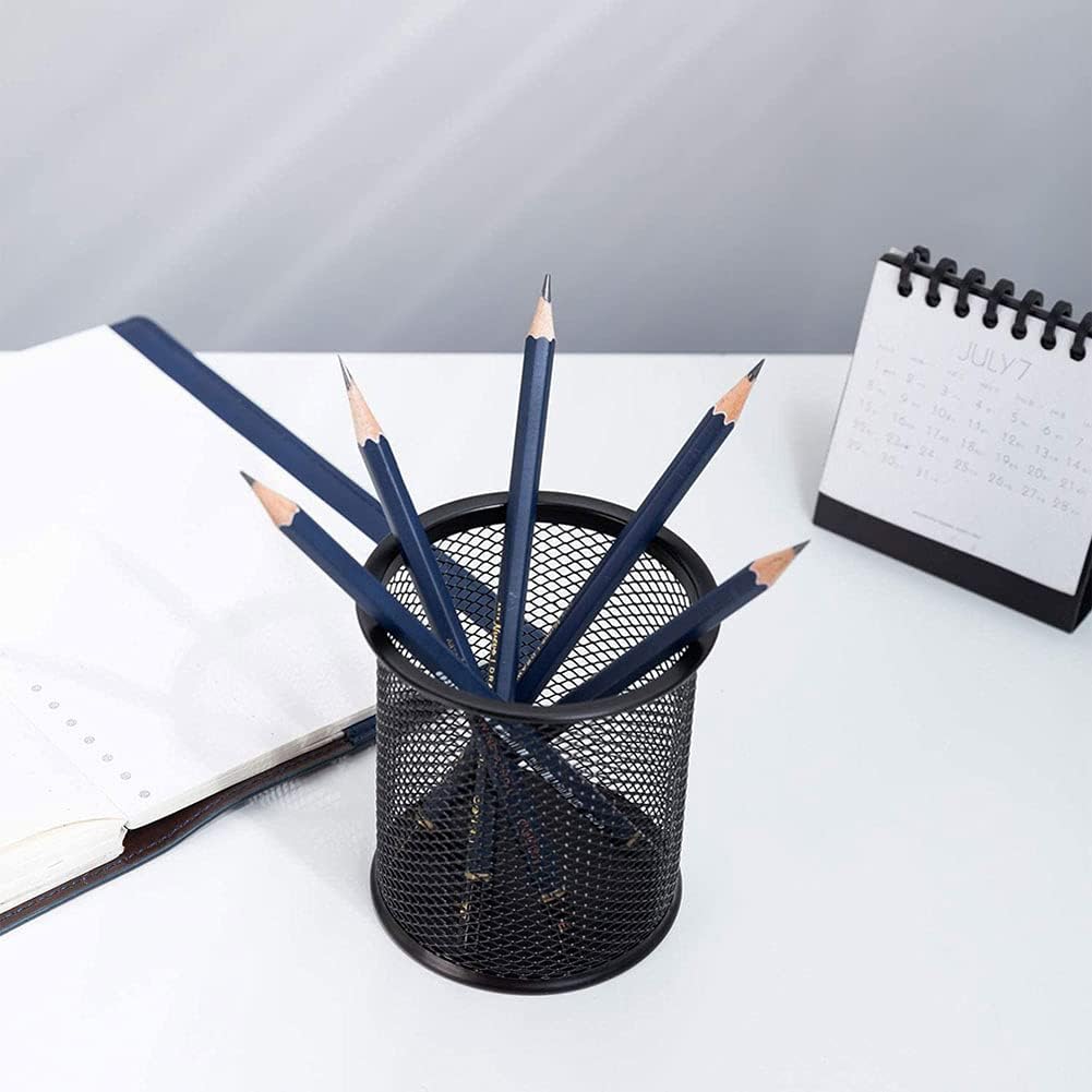 TooCust Pen Holder, 12 Pack Minimalist Metal Caddy, 3.5x3.9 inches, Black Wire Mesh Organizer for Desk, Office, School