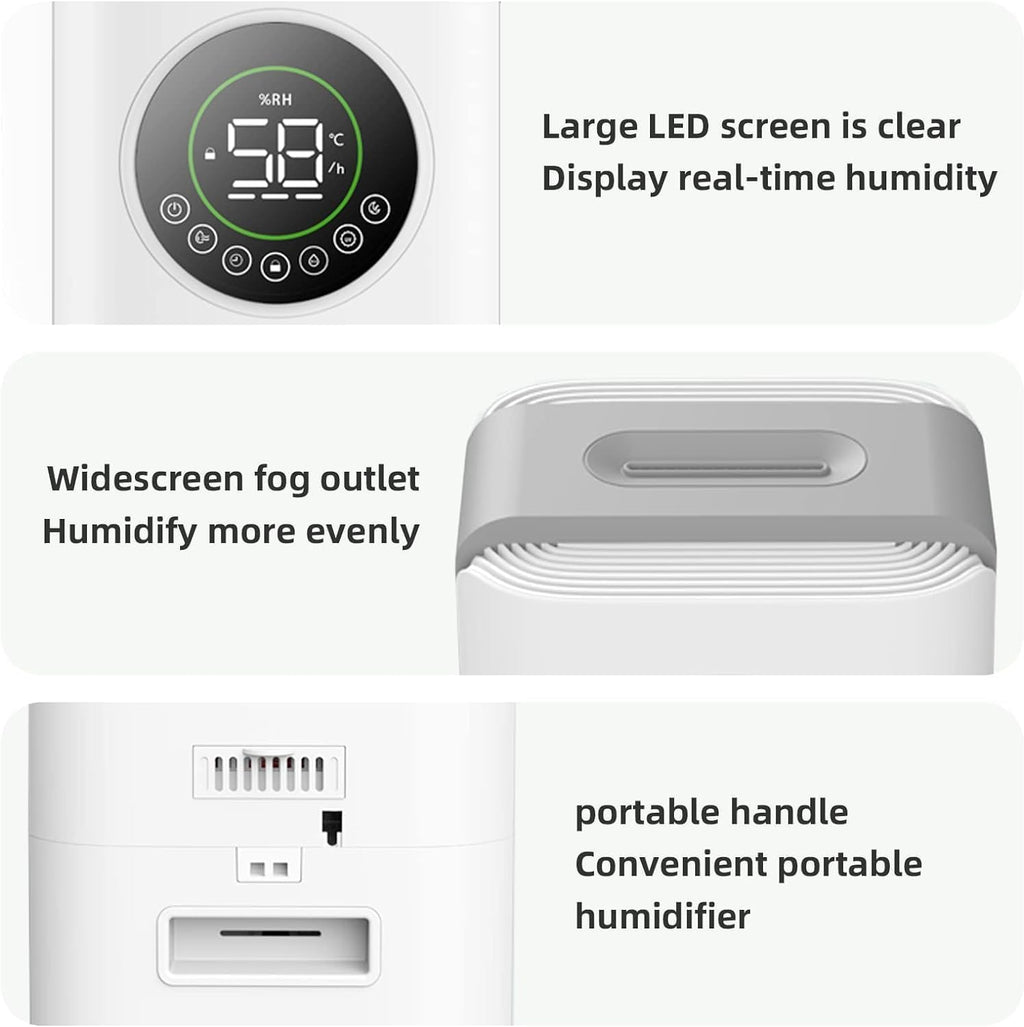 9l/2.4Gal Air Humidifier for Home, Floor Standing Humidifier for Large Room, Top Fill Humidifier with Built-in Filtration, Automatic Shut-Off, Touch & Remote Control, Essential Oil Box