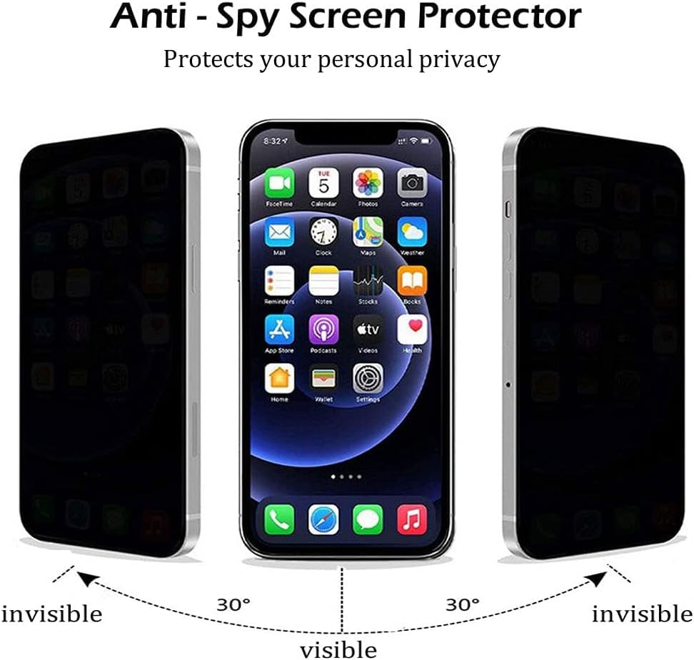 [2 Pack] iPhone 11 Screen Protector, Privacy Screen iPhone 11, iPhone XR Screen Protector, iPhone XR Privacy Screen Protector, Anti Spy, Tempered Glass, Case Friendly, Easy Installation, Clear Black